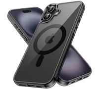 JETech Funda Magnética para iPhone 16 Plus 6,7 Pulgadas Compatible con MagSafe, Carcasa Antigolpes, Anti-Arañazos Respaldo Transparente (Negro)
