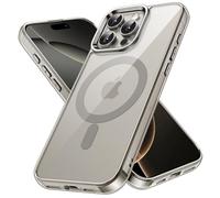 JETech Funda Magnética para iPhone 16 Pro 6,3 Pulgadas Compatible con MagSafe, Carcasa Antigolpes, Anti-Arañazos Respaldo Transparente (Titanio Natural)