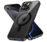 JETech Funda Magnética para iPhone 16 Pro 6,3 Pulgadas Compatible con MagSafe, Carcasa Antigolpes, Anti-Arañazos Respaldo Transparente (Negro)