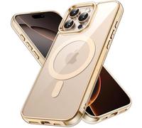 JETech Funda Magnética para iPhone 16 Pro MAX 6,9 Pulgadas Compatible con MagSafe, Carcasa Antigolpes, Anti-Arañazos Respaldo Transparente (Titanio Color Desierto)