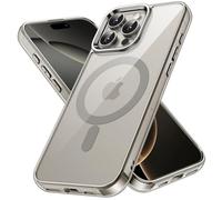 JETech Funda Magnética para iPhone 16 Pro MAX 6,9 Pulgadas Compatible con MagSafe, Carcasa Antigolpes, Anti-Arañazos Respaldo Transparente (Titanio Natural)