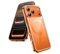 JETech Funda Magnética para iPhone 17 Pro 6,3 Pulgadas, Compatible con MagSafe, Marco TPU Suave Galvanizada con Respaldo PC Dura Claro, Carcasa Antigolpes (Naranja)