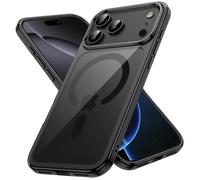 JETech Funda Magnética para iPhone 17 Pro MAX 6,9 Pulgadas Compatible con MagSafe, Carcasa Antigolpes, Anti-Arañazos Respaldo Transparente (Negro)