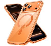 JETech Funda Magnética para iPhone 17 Pro MAX 6,9 Pulgadas Compatible con MagSafe, Carcasa Antigolpes, Anti-Arañazos Respaldo Transparente (Naranja)