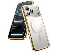 JETech Funda Magnética para iPhone 17 Pro MAX 6,9 Pulgadas, Compatible con MagSafe, Marco TPU Suave Galvanizada con Respaldo PC Dura Claro, Carcasa Antigolpes (Oro)
