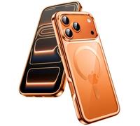 JETech Funda Magnética para iPhone 17 Pro MAX 6,9 Pulgadas, Protección Completa Lente Cámara, Compatible con MagSafe Carga Inalámbrica, Carcasa Claro Suave TPU Galvanizada Antigolpes (Naranja)