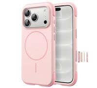 JETech Funda Magnética Silicona para iPhone 18 Pro/17 Pro, Rosa Claro | Diseño de Borde con Bloque de Color, Compatible con MagSafe, Toque Suave Sedoso, Carcasa Antigolpes con Agarre Antideslizante