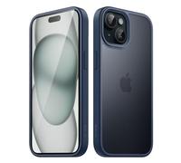 JETech Funda Mate para iPhone 15 6,1 Pulgadas, Protección contra Caídas Grado Militar Antigolpes, Carcasa Trasera Translúcida Esmerilada, Antihuellas (Azul Tempestad)