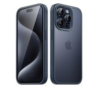 JETech Funda Mate para iPhone 15 Pro 6,1 Pulgadas, Protección contra Caídas Grado Militar Antigolpes, Carcasa Trasera Translúcida Esmerilada, Antihuellas (Azul Tempestad)