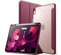 JETech Funda para iPad Air 11" M4/M3/M2 & Air 10,9" 5/4, Vino Tinto | Para iPad Air 11" (2026-2024) & 10,9" (2022/2020), Carcasa Trasera Clara, Portalápiz, Protección Slim, Soporte Tríptico