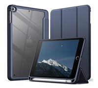 JETech Funda para iPad Mini 5/4 (7,9 Pulgadas Modelo 2019/2015) con Portalápiz, Clara Transparente Carcasa Trasera Slim Soporte Antigolpes Cover Tableta (Azul Marino)