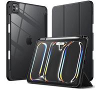 JETech Funda para iPad Pro 11" M5/M4, Negro | Para 2025/2024 Modelo, Trasera Transparente, Carcasa Protección Slim Antigolpes con Soporte para Pencil, Soporte Tríptico