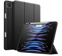 JETech Funda para iPad Pro 12,9" 6.ª/5.ª Gen (2022/2021), Negro | Protección TPU Suave, Portalápiz, Soporte Tríptico, Diseño Ligero Antigolpes, Compatible con Pencil Carga