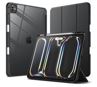 JETech Funda para iPad Pro 13 Pulgadas M4 (2024) con Soporte para Pencil, Carcasa Clara Transparente Respaldo Caparazón Slim Soporte Antigolpes Tableta (Negro)