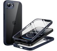JETech Funda para iPhone 16e 6,1 Pulgadas 2025 con Protector Pantalla Cristal Vidrio Templado Incorporado, Carcasa 360 Grados Cuerpo Completo, Protección Respaldo Claro (Azul Tempestad)