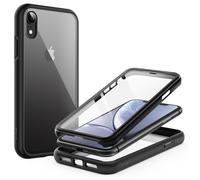 JETech Funda para iPhone XR, Protección 360°, Negro | Protector Pantalla Integrado Antiarañazos, Carcasa Cobertura Reforzada Integral 360°