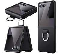 JETech Funda para Samsung Galaxy Z Flip 7 2025 con Anillo, Carcasa Protectora Anti-Arañazos Antigolpes Slim PC Dura (Negro)