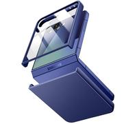 JETech Funda para Samsung Galaxy Z Flip 7 2025 con Protector Pantalla Cristal Vidrio Templado Frontal Incorporado, Carcasa Protectora Anti-Arañazos Antigolpes Slim PC Dura (Azul Intenso)
