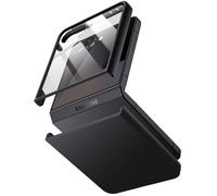 JETech Funda para Samsung Galaxy Z Flip 7 2025 con Protector Pantalla Cristal Vidrio Templado Frontal Incorporado, Carcasa Protectora Anti-Arañazos Antigolpes Slim PC Dura (Negro)