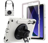 JETech Funda Reforzada para Samsung Galaxy Tab S9 11", Beige | Protector de Pantalla Integrado, Soporte S Pen, Correa de Mano Giratoria 360°, Carcasa Protección Robusta Antigolpes