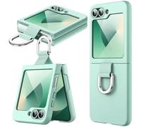 JETech Funda Solo para Galaxy Z Flip7FE 2025 / Z Flip 6 2024 con Anillo, Carcasa Protectora Anti-Arañazos Antigolpes Slim PC Dura (Menta Verde)