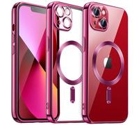JETech Funda Suave Claro para iPhone 13 6,1 Pulgadas, Lente Cámara Protección Completa, Compatible con MagSafe Carga Inalámbrica, Carcasa TPU Galvanizada Antigolpes (Rosa Rojo)
