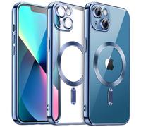 JETech Funda Suave Claro para iPhone 13 6,1 Pulgadas, Lente Cámara Protección Completa, Compatible con MagSafe Carga Inalámbrica, Carcasa TPU Galvanizada Antigolpes (Azul)