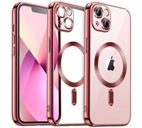 JETech Funda Suave Claro para iPhone 13 6,1 Pulgadas, Lente Cámara Protección Completa, Compatible con MagSafe Carga Inalámbrica, Carcasa TPU Galvanizada Antigolpes (Rosado)