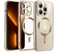 JETech Funda Suave Claro para iPhone 13 Pro 6,1 Pulgadas, Lente Cámara Protección Completa, Compatible con MagSafe Carga Inalámbrica, Carcasa TPU Galvanizada Antigolpes (Oro)