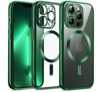 JETech Funda Suave Claro para iPhone 13 Pro 6,1 Pulgadas, Lente Cámara Protección Completa, Compatible con MagSafe Carga Inalámbrica, Carcasa TPU Galvanizada Antigolpes (Verde)
