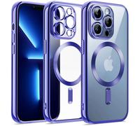 JETech Funda Suave Claro para iPhone 13 Pro 6,1 Pulgadas, Lente Cámara Protección Completa, Compatible con MagSafe Carga Inalámbrica, Carcasa TPU Galvanizada Antigolpes (Azul Real)