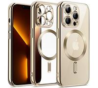 JETech Funda Suave Claro para iPhone 13 Pro MAX 6,7 Pulgadas, Lente Cámara Protección Completa, Compatible con MagSafe Carga Inalámbrica, Carcasa TPU Galvanizada Antigolpes (Oro)