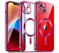 JETech Funda Suave Claro para iPhone 14 6,1 Pulgadas, Lente Cámara Protección Completa, Compatible con MagSafe Carga Inalámbrica, Carcasa TPU Galvanizada Antigolpes (Rosa Rojo)