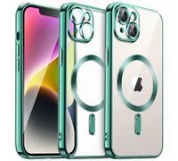 JETech Funda Suave Claro para iPhone 14 6,1 Pulgadas, Lente Cámara Protección Completa, Compatible con MagSafe Carga Inalámbrica, Carcasa TPU Galvanizada Antigolpes (Verde Oscuro)