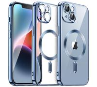 JETech Funda Suave Claro para iPhone 14 6,1 Pulgadas, Lente Cámara Protección Completa, Compatible con MagSafe Carga Inalámbrica, Carcasa TPU Galvanizada Antigolpes (Azul)