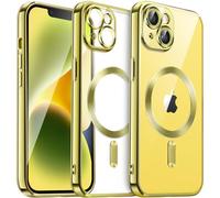 JETech Funda Suave Claro para iPhone 14 Plus 6,7 Pulgadas, Lente Cámara Protección Completa, Compatible con MagSafe Carga Inalámbrica, Carcasa TPU Galvanizada Antigolpes (Amarillo)