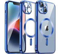 JETech Funda Suave Claro para iPhone 14 Plus 6,7 Pulgadas, Lente Cámara Protección Completa, Compatible con MagSafe Carga Inalámbrica, Carcasa TPU Galvanizada Antigolpes (Azul Oscuro)