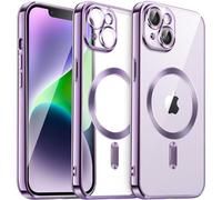 JETech Funda Suave Claro para iPhone 14 Plus 6,7 Pulgadas, Lente Cámara Protección Completa, Compatible con MagSafe Carga Inalámbrica, Carcasa TPU Galvanizada Antigolpes (Púrpura Claro)