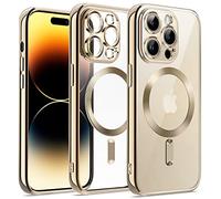 JETech Funda Suave Claro para iPhone 14 Pro 6,1 Pulgadas, Lente Cámara Protección Completa, Compatible con MagSafe Carga Inalámbrica, Carcasa TPU Galvanizada Antigolpes (Oro)