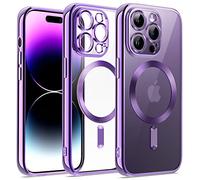JETech Funda Suave Claro para iPhone 14 Pro 6,1 Pulgadas, Lente Cámara Protección Completa, Compatible con MagSafe Carga Inalámbrica, Carcasa TPU Galvanizada Antigolpes (Púrpura)