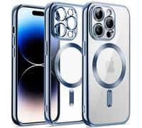 JETech Funda Suave Claro para iPhone 14 Pro 6,1 Pulgadas, Lente Cámara Protección Completa, Compatible con MagSafe Carga Inalámbrica, Carcasa TPU Galvanizada Antigolpes (Azul)