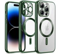 JETech Funda Suave Claro para iPhone 14 Pro MAX 6,7 Pulgadas, Lente Cámara Protección Completa, Compatible con MagSafe Carga Inalámbrica, Carcasa TPU Galvanizada Antigolpes (Verde Oscuro)