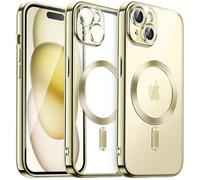 JETech Funda Suave Claro para iPhone 15 Plus 6,7 Pulgadas, Lente Cámara Protección Completa, Compatible con MagSafe Carga Inalámbrica, Carcasa TPU Galvanizada Antigolpes (Amarillo)