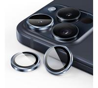 JETech Protector de Lente Cámara para iPhone 15 Pro 6,1 Pulgadas y iPhone 15 Pro Max 6,7 Pulgadas, Cristal Vidrio Templado 9H Individuo Metal, HD Transparente, 1 Juego (Azul)