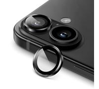 JETech Protector de Lente Cámara para iPhone 16 6,1 Pulgadas y iPhone 16 Plus 6,7 Pulgadas, Cristal Vidrio Templado 9H Individuo Anillo Metal, 1 Juego (Negro)
