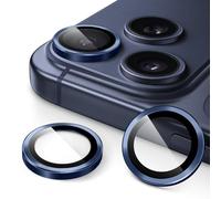 JETech Protector de Lente Cámara para iPhone 17 Pro 6,3 Pulgadas y iPhone 17 Pro Max 6,9 Pulgadas, Cristal Vidrio Templado 9H Individuo Anillo Metal Cubierta, HD Clara, 1 Juego (Azul oscuro)