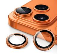 JETech Protector de Lente Cámara para iPhone 17 Pro 6,3 Pulgadas y iPhone 17 Pro Max 6,9 Pulgadas, Cristal Vidrio Templado 9H Individuo Anillo Metal Cubierta, HD Clara, 1 Juego (Naranja)