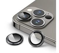 JETech Protector de Lente de Cámara para iPhone 13 Pro 6,1 Pulgadas y iPhone 13 Pro Max 6,7 Pulgadas, Cristal Vidrio Templado 9H Individuo Metal Anillo, HD Transparente, 1 Juego (Grafito)