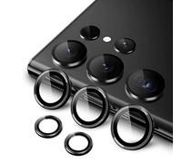 JETech Protector de Lente de Cámara para Samsung Galaxy S23 Ultra 5G 6,8 Pulgadas, HD Cristal Vidrio Templado 9H Individuo Metal Aluminio, Marco de Instalación Fácil, 1 Juego (Phantom Black)