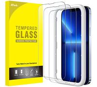 JETech Protector de Pantalla Cobertura Completo para iPhone 13 Pro Max 6,7 Pulgadas, Cristal Vidrio Templado, con Marco de Instalación Fácil, Amigable para Funda, HD Transparente, 3 Unidades